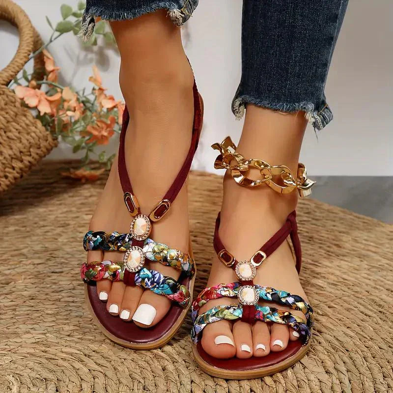Boho-Beaded Slip-On Summer Sandals - Amira