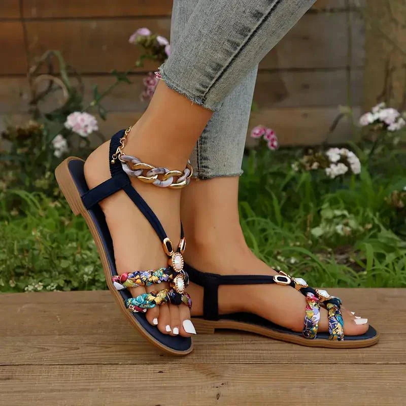 Boho-Beaded Slip-On Summer Sandals - Amira