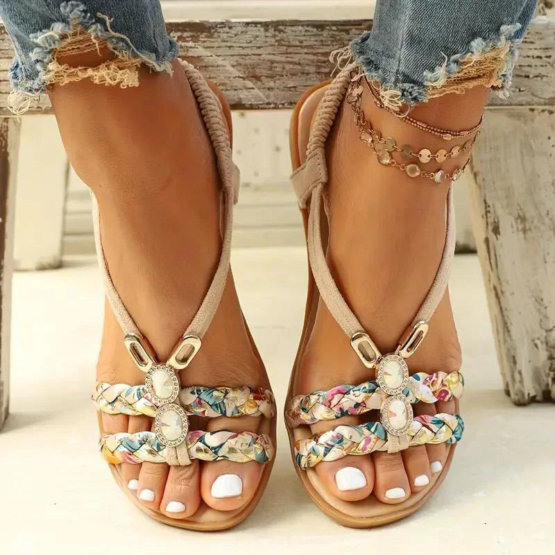 Boho-Beaded Slip-On Summer Sandals - Amira