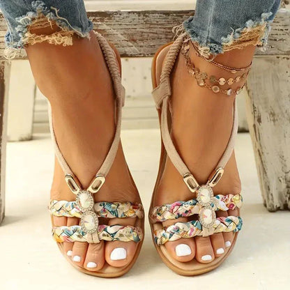Boho-Beaded Slip-On Summer Sandals - Amira