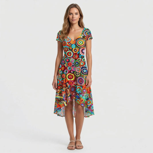 Bold Swirl Print Midi Dress - Tabitha