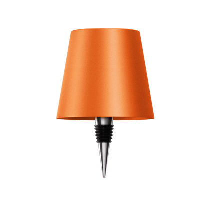 Orangefarbene Flaschenlampe, transparent, modern, für stilvolle Beleuchtung, Kunststoff.