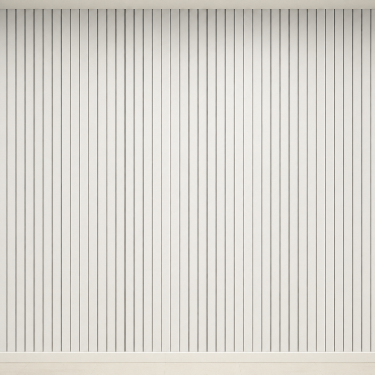 Off-white slat panels with thin grey gaps covering an empty wall 17