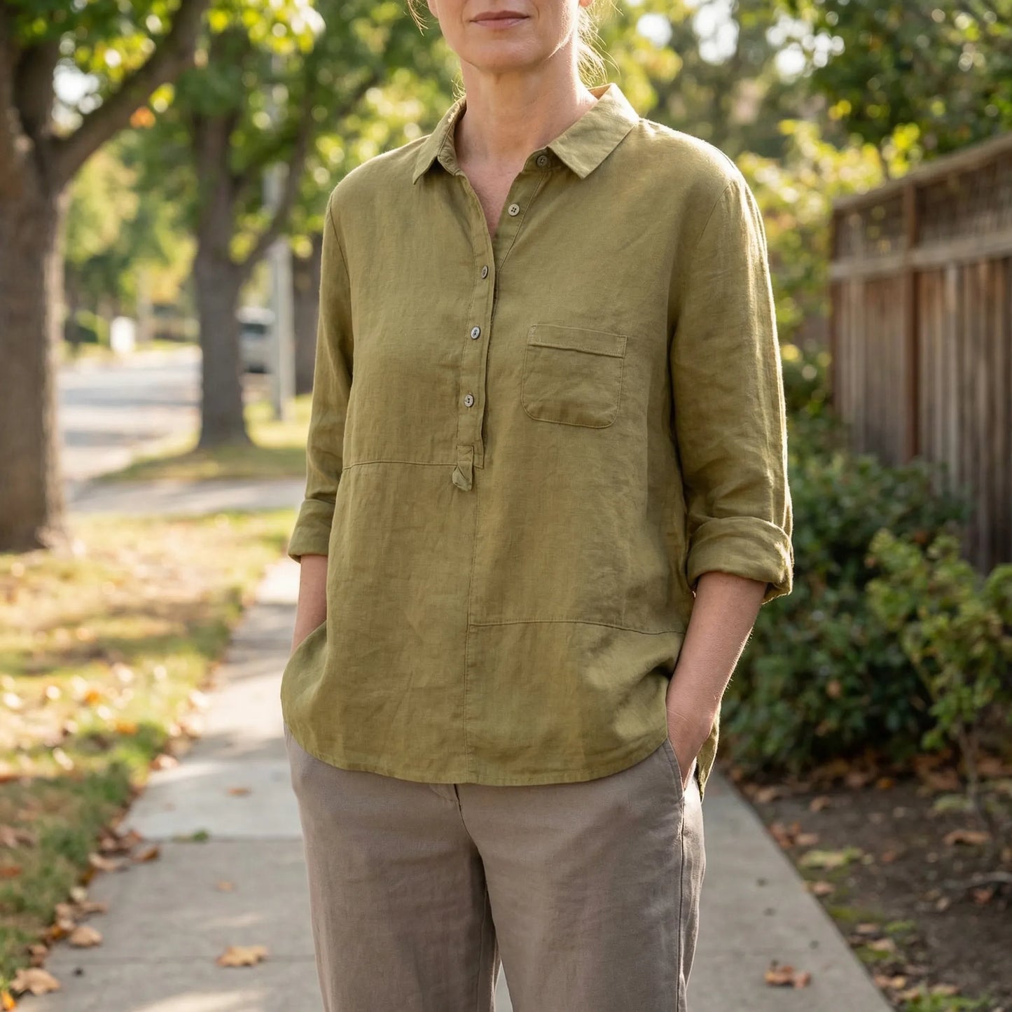 Button-Up Popover Shirt - Caroline