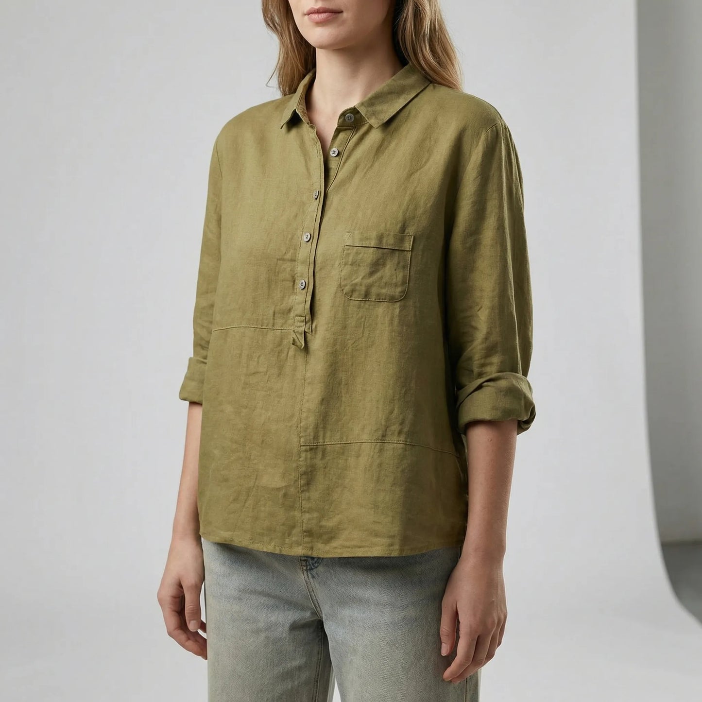 Button-Up Popover Shirt - Caroline