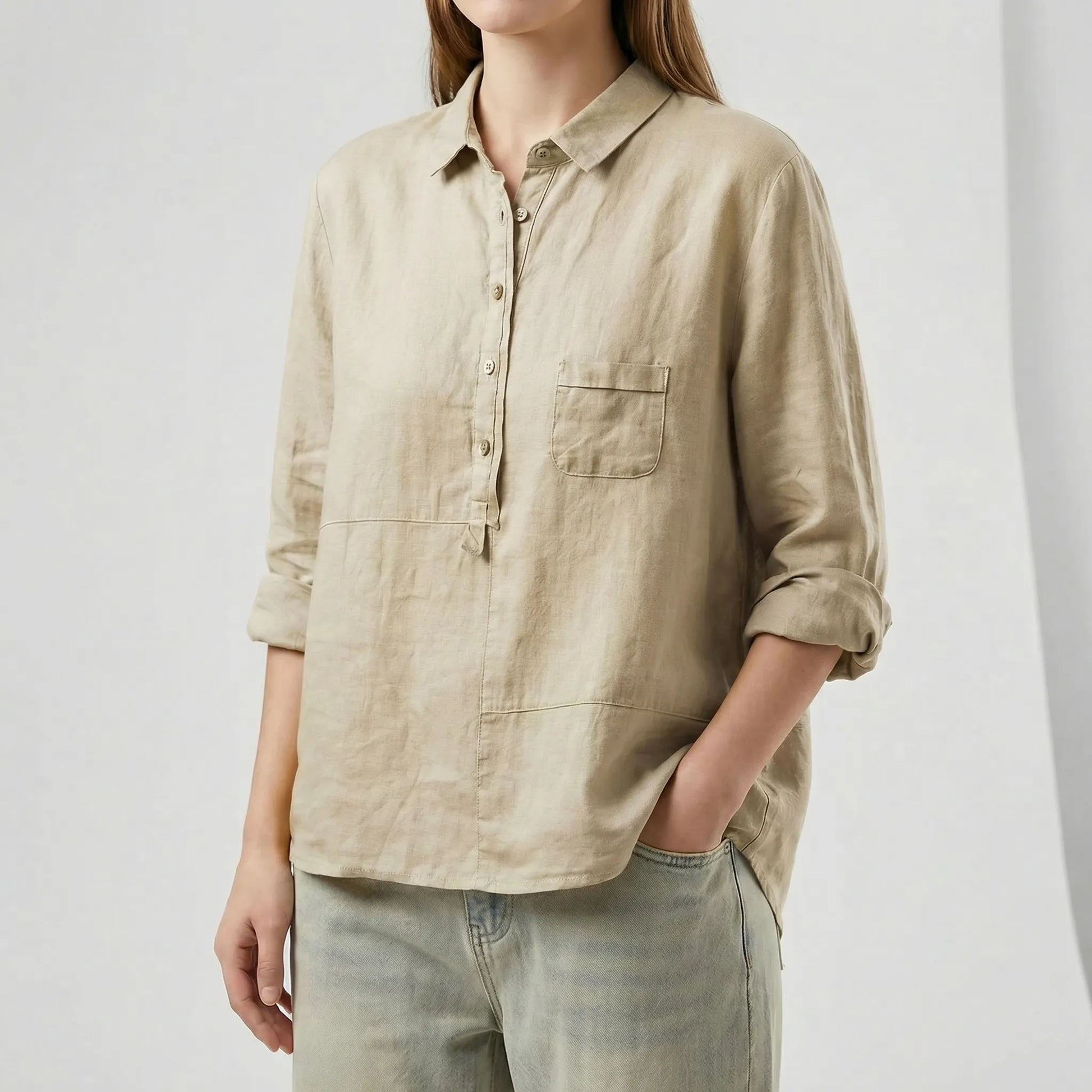Button-Up Popover Shirt - Caroline