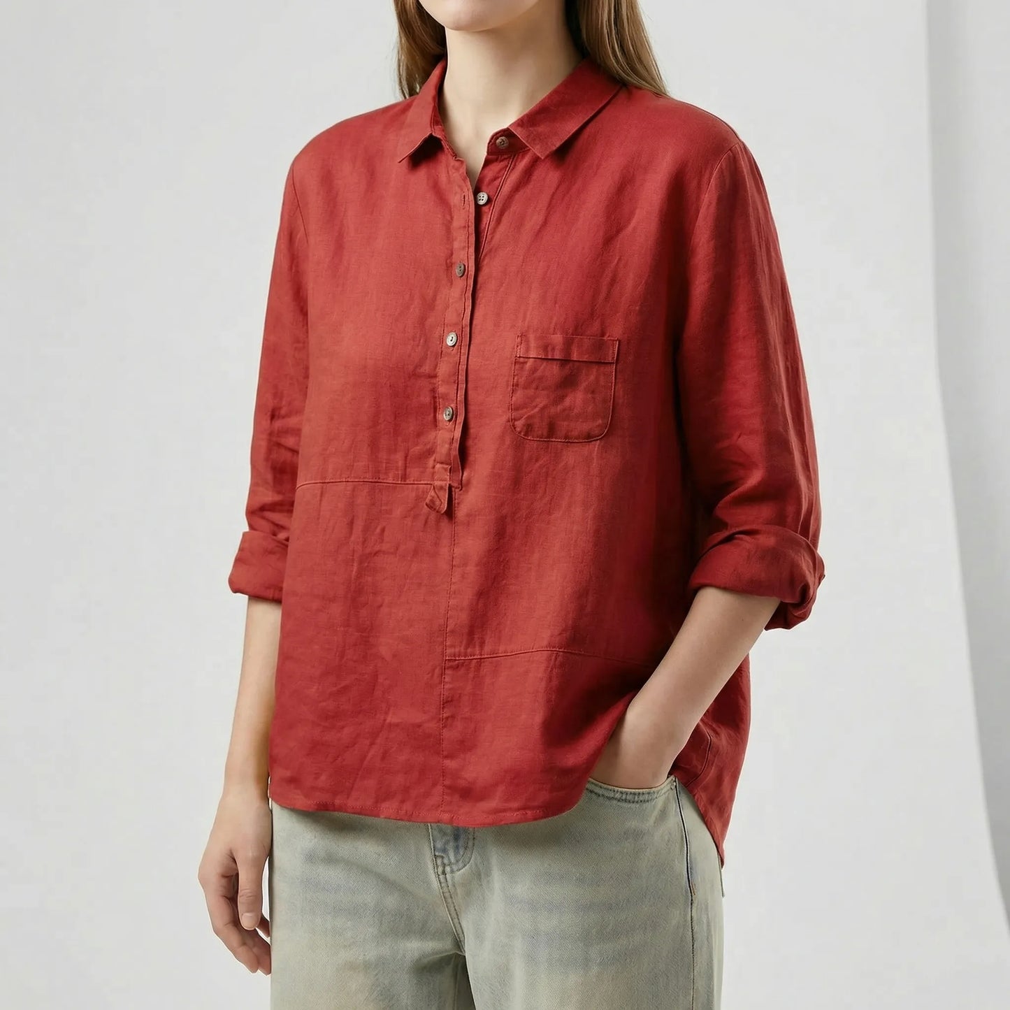 Button-Up Popover Shirt - Caroline