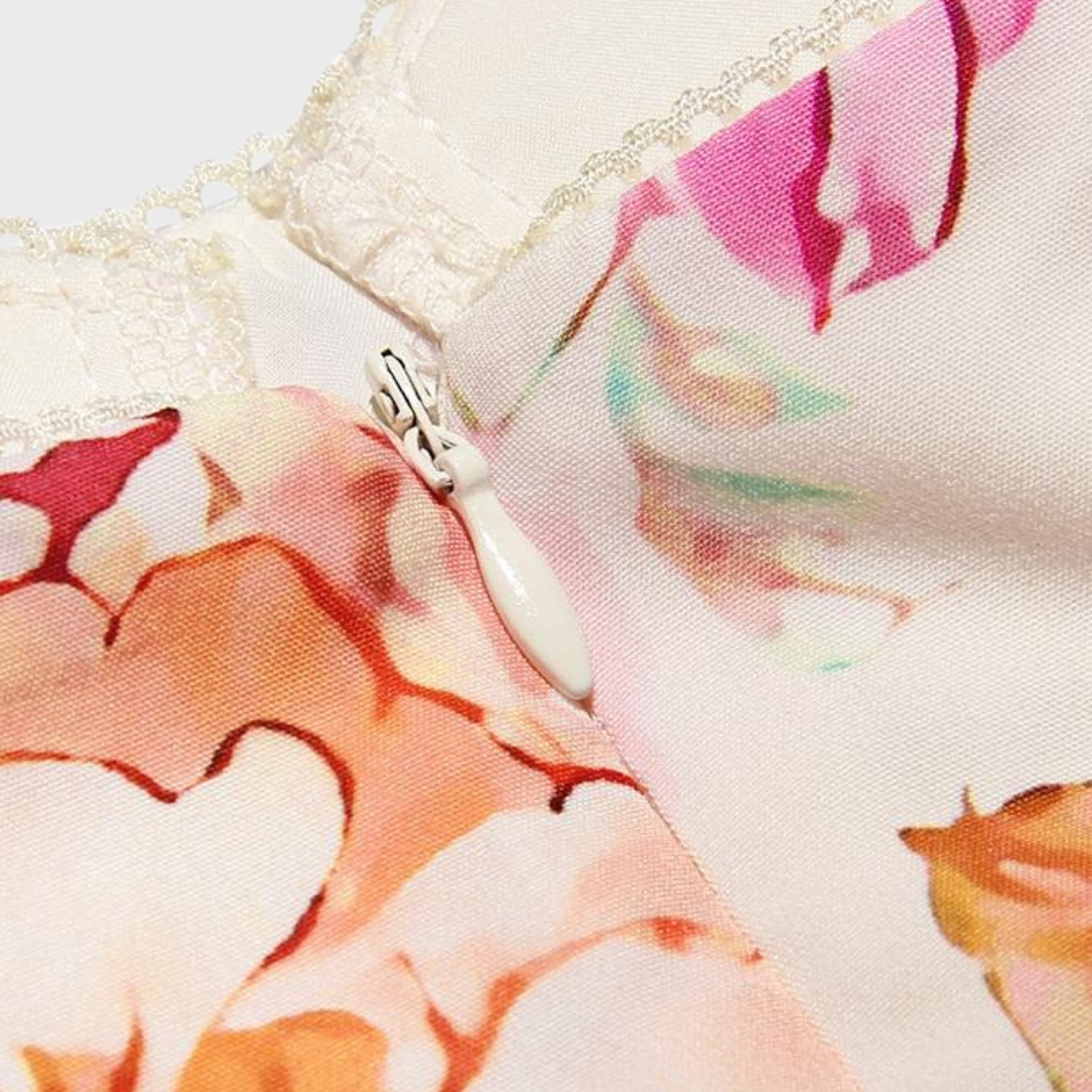Autumnal Floral-Print Midi Party Dress – Mireille
