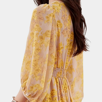 Autumnal floral dress with stretch fabric – Maëlle