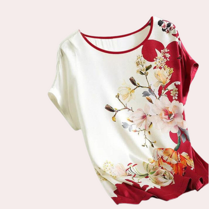 Autumn women's T-shirt with floral print – Rivka