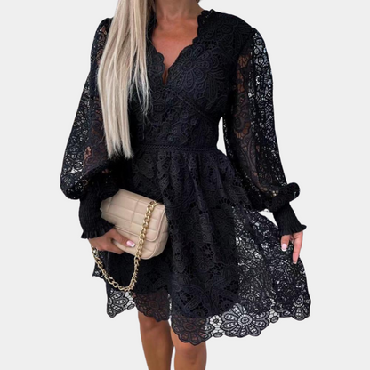 Autumnal lace midi dress with floral pattern – Eliane