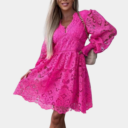 Autumnal lace midi dress with floral pattern – Eliane