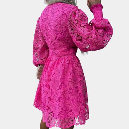 Autumnal lace midi dress with floral pattern – Eliane