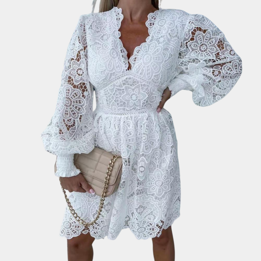 Autumnal lace midi dress with floral pattern – Eliane