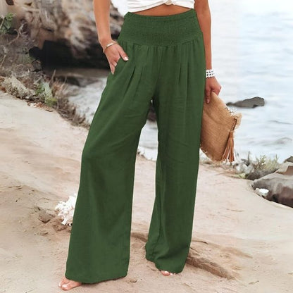 Lightweight women's linen trousers with wide leg – Liv