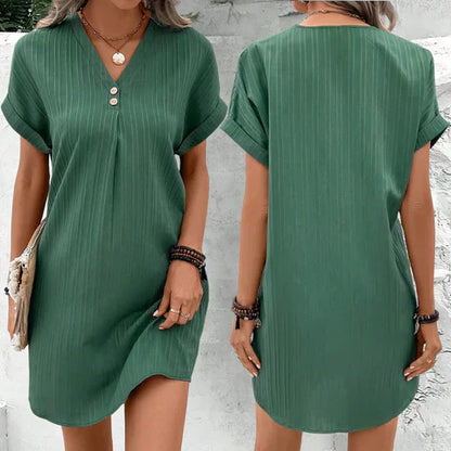 Trendy Dress with V-neck - BreezeElegance