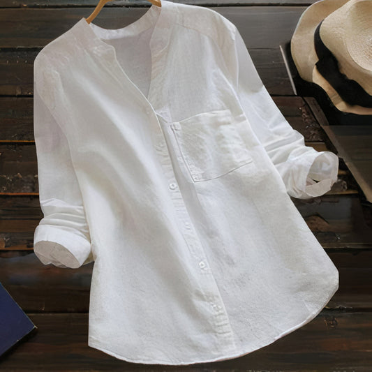 Autumn cotton-linen women's blouse – Maëlle