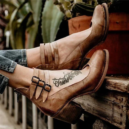 Autumnal & stylish women's leather shoes with slip-resistant sole – Amalia