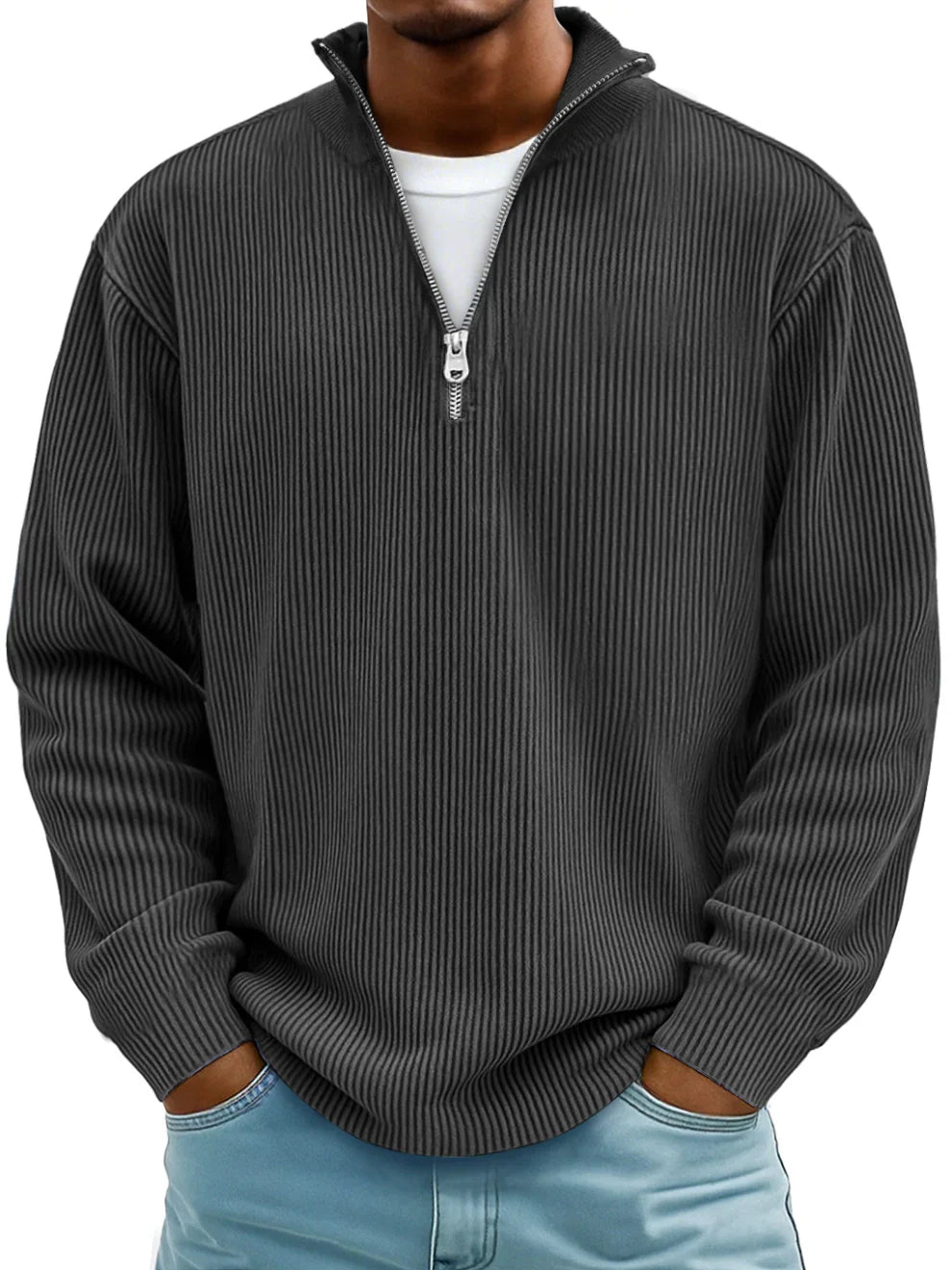 Half-Zip Sweater with Relaxed Fit and Durable Knit 4