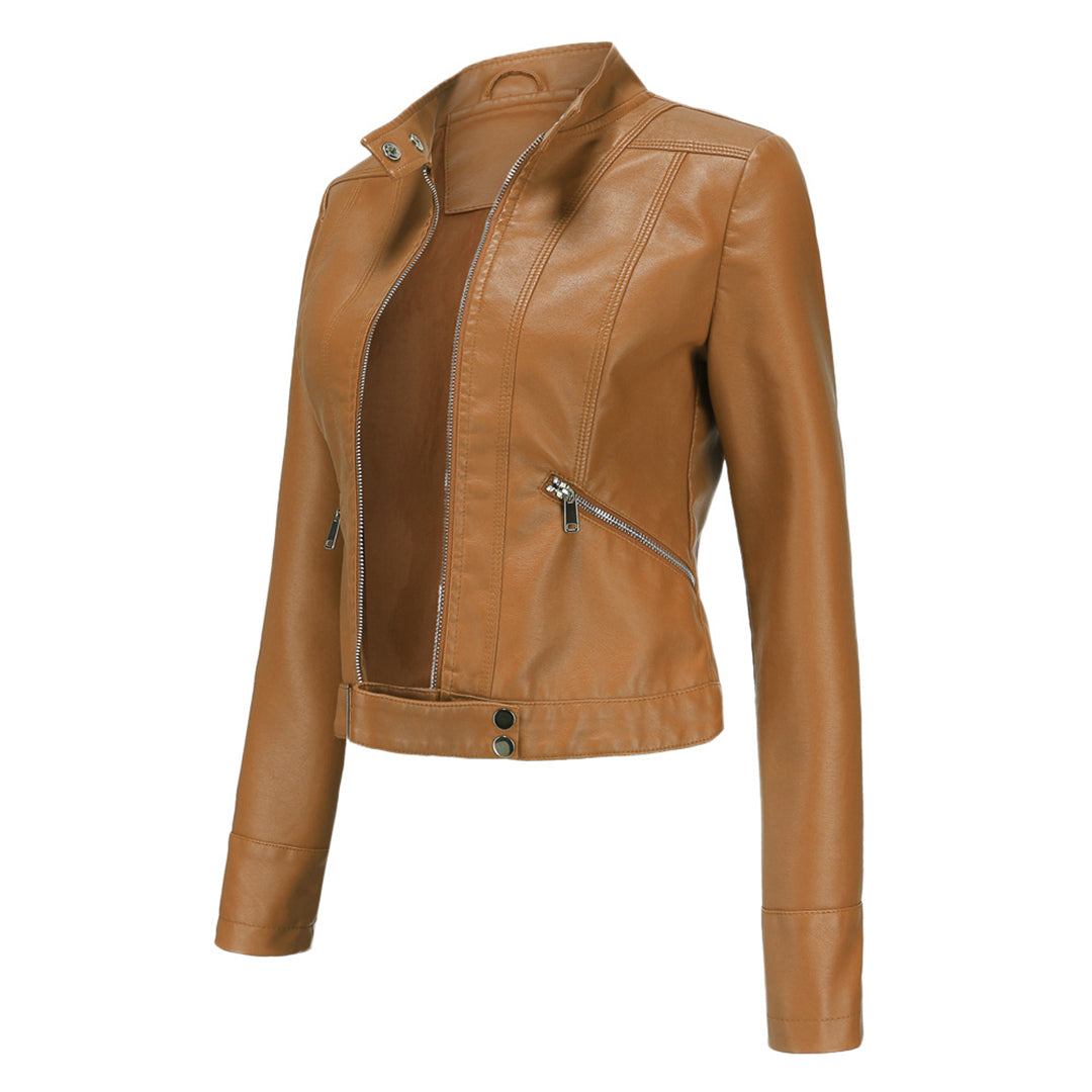 Stylish women's leather jacket in a classic design – Marlene Autumn Edition