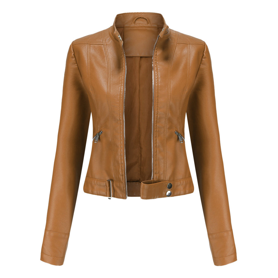 Stylish women's leather jacket in a classic design – Marlene Autumn Edition