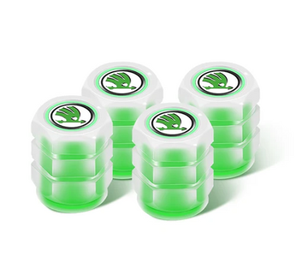 Set of 4 Glow-in-the-Dark Valve Caps with Logo – LuxaGlow