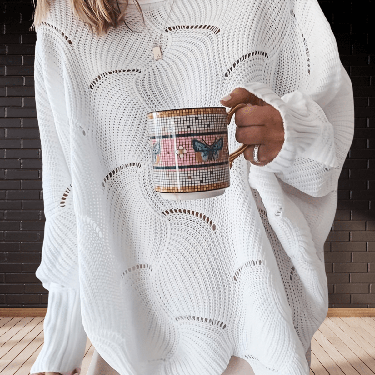 Ladies' autumn jumper made from ribbed fabric with an asymmetric hem – Annelie