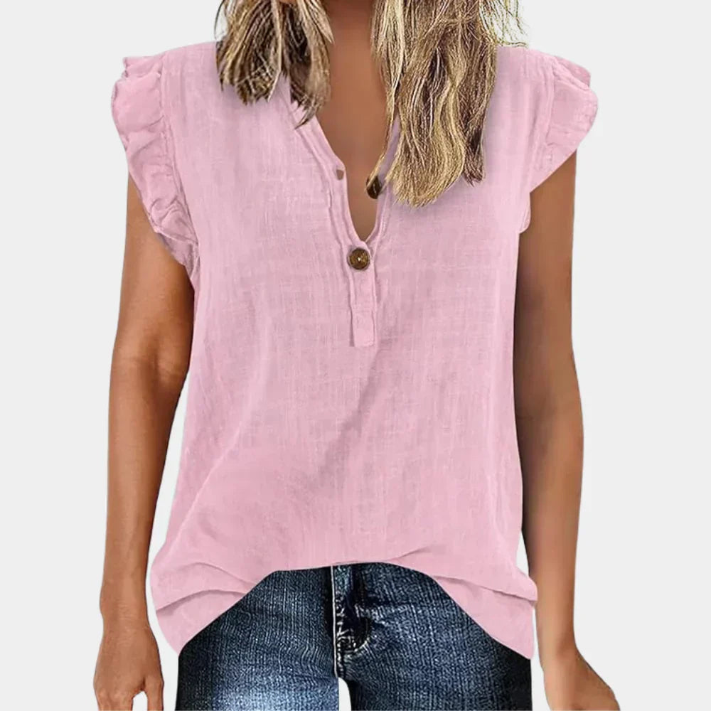 Casual women's summer blouse with button placket – Léa
