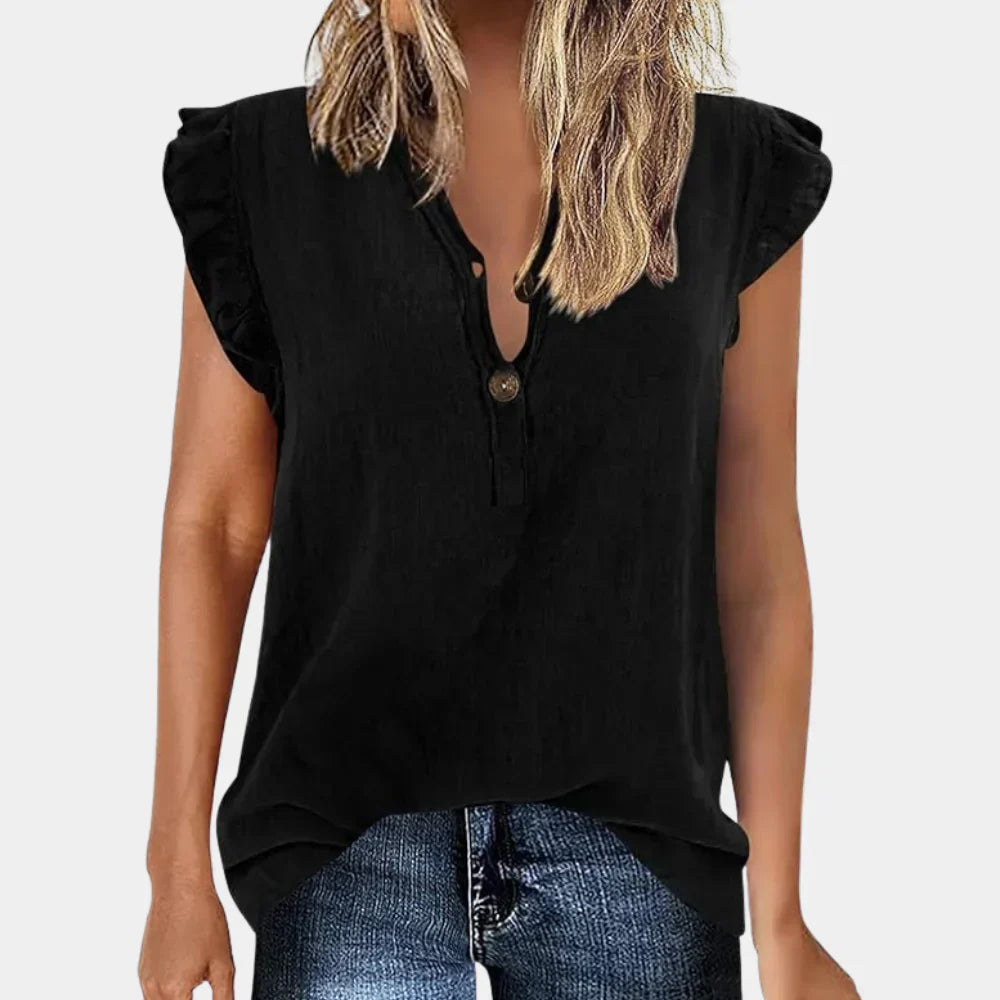 Casual women's summer blouse with button placket – Léa