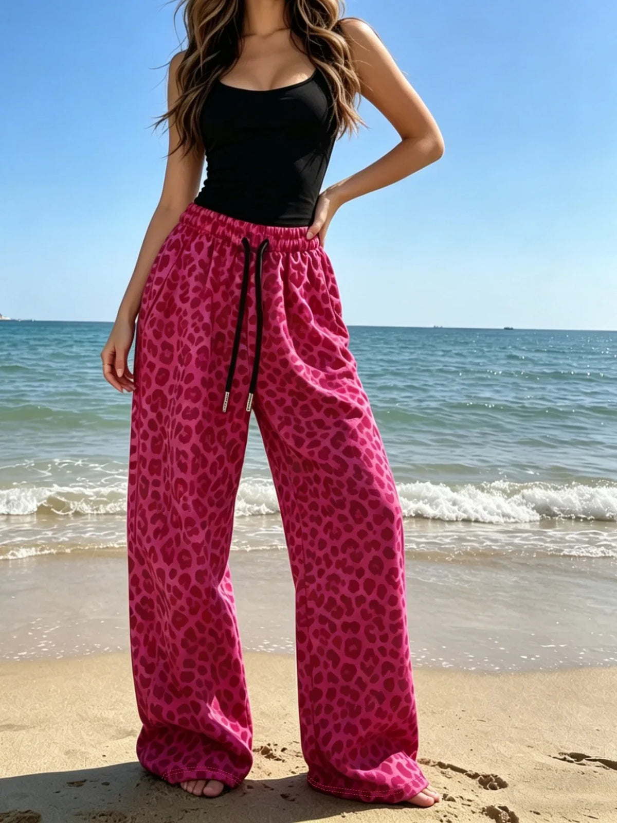 Casual Knit Leopard Print Trousers - Jenny