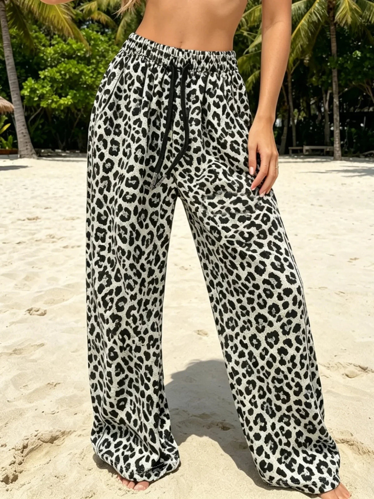Casual Knit Leopard Print Trousers - Jenny