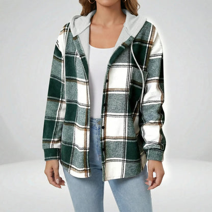 Casual Plaid Jacket With Hood - Felicia