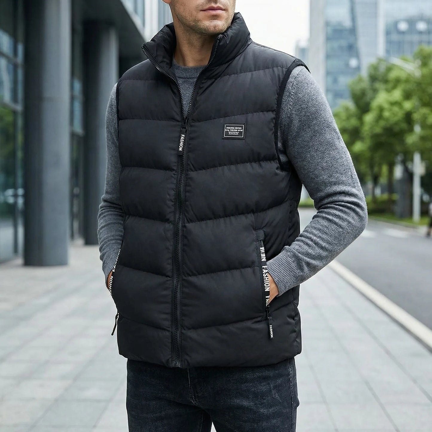 Casual Zip-Front Gilet Jacket - Leandro