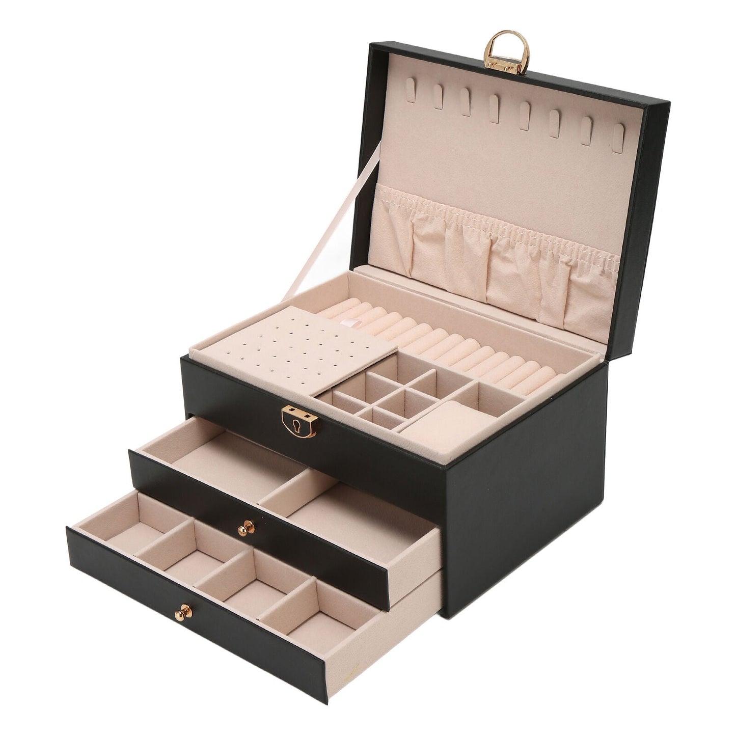 Jewellery box with multiple layers and velvet interior – Maeva