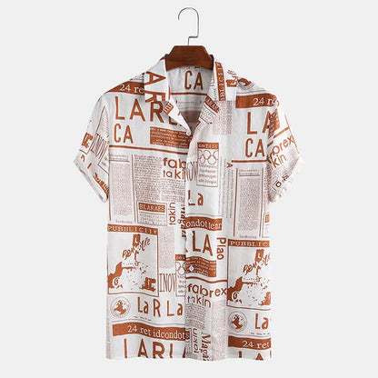 Shirt with Newspaper Print and Button Closure - Milo