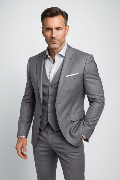 Men's Three-Piece Slim Fit Formal Suit and Waistcoat Set 3