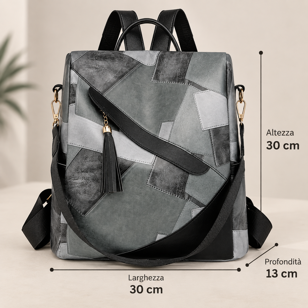 Checkered Anti-Theft Backpack with Multiple Pockets 6