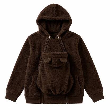 Cozy Fleece Baby-Wearing Hoodie with Front Pouch 7
