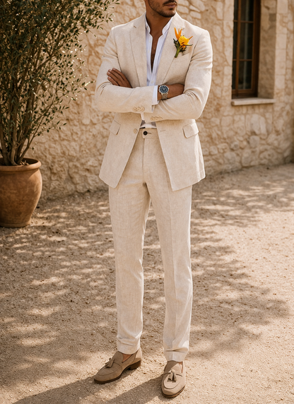 Men's Tailored Linen Suit - Refined Two-Piece for Special Occasions 3