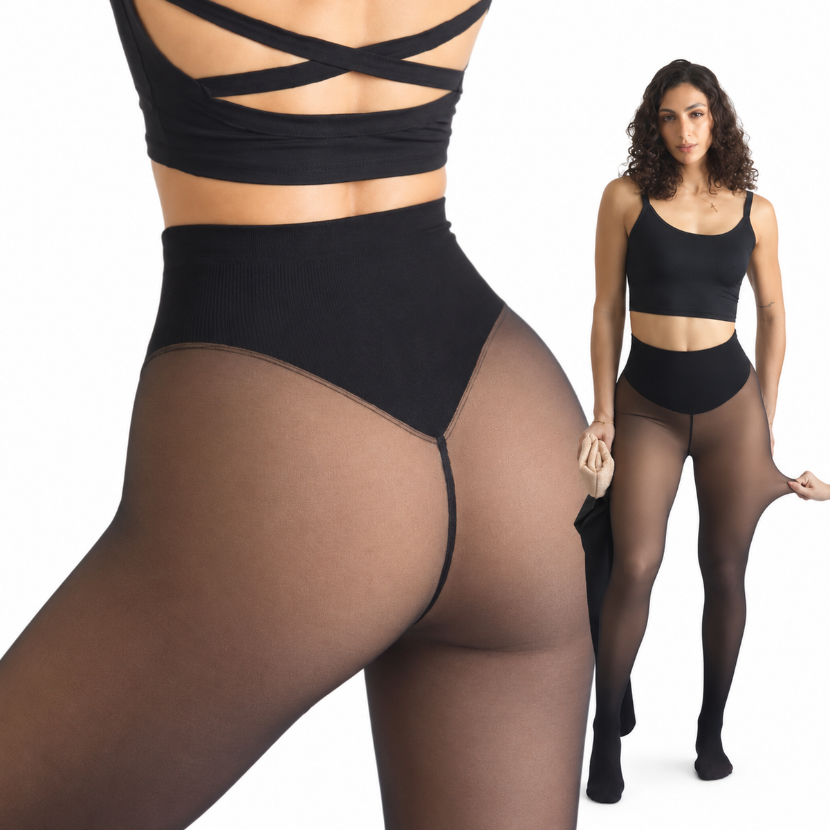 Fleece-Lined Thermal Leggings with High-Waist Shaping Band 9