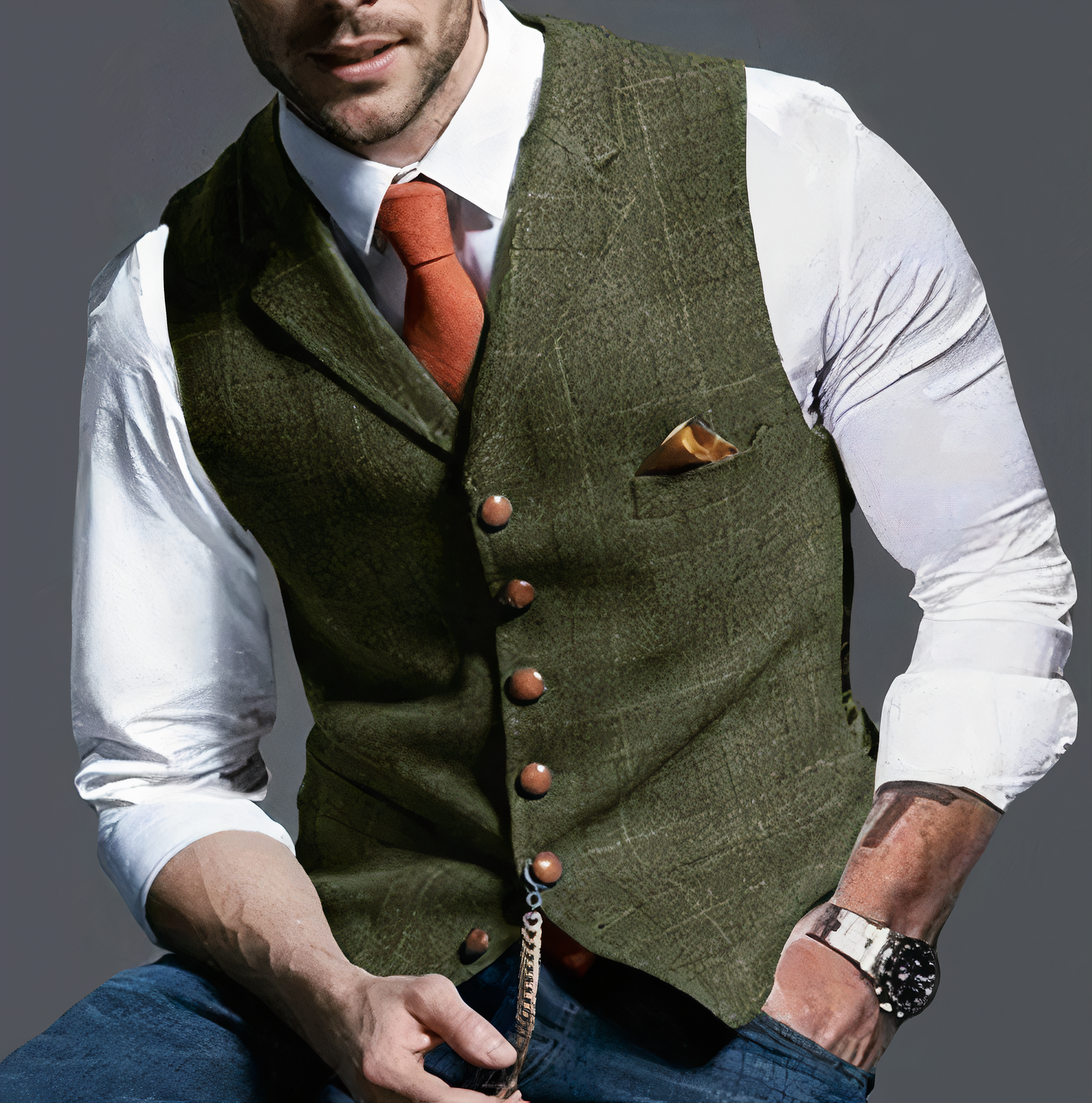 Checked Men's Waistcoat With Notch Lapel - Aubrey