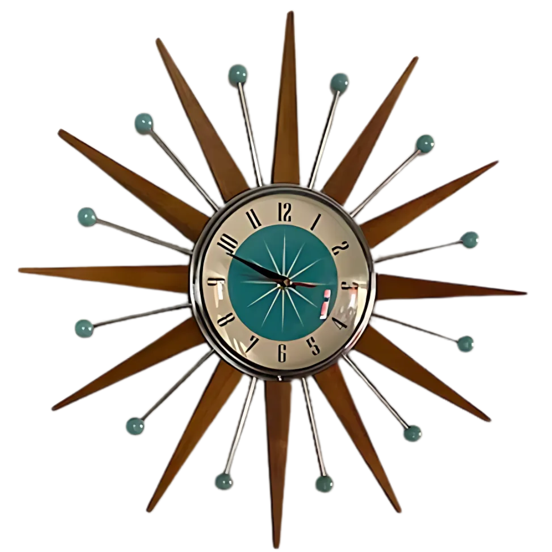 Mid-Century Handmade Wall Clock | Retro Wall Decor, Silent & Battery 1