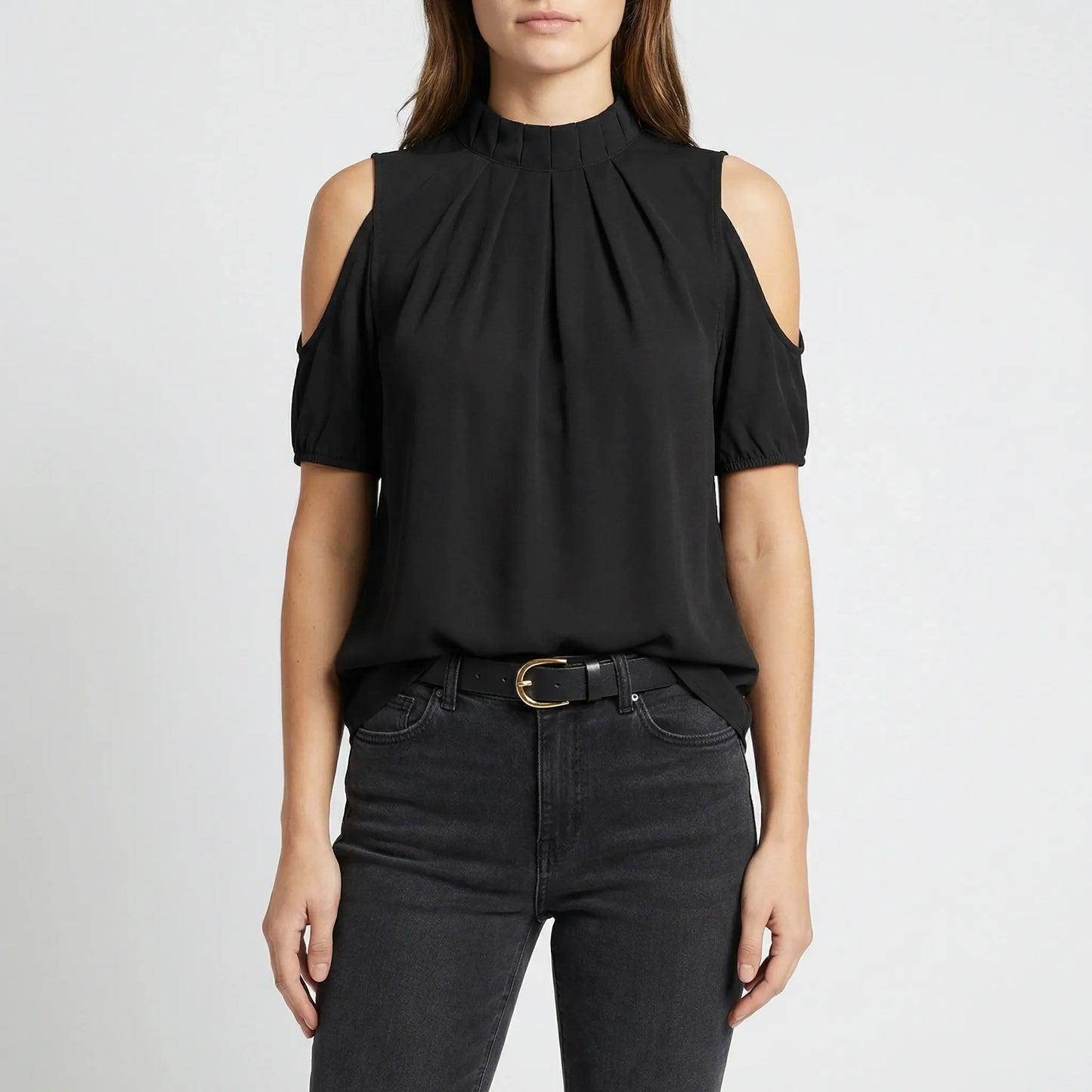 Chic Black Blouse Womens - Anny