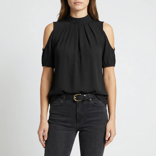 Chic Black Blouse Womens - Anny