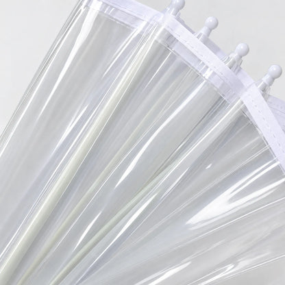 Close-up of the transparent canopy panels, white fabric edging and rounded white rib tips. 4