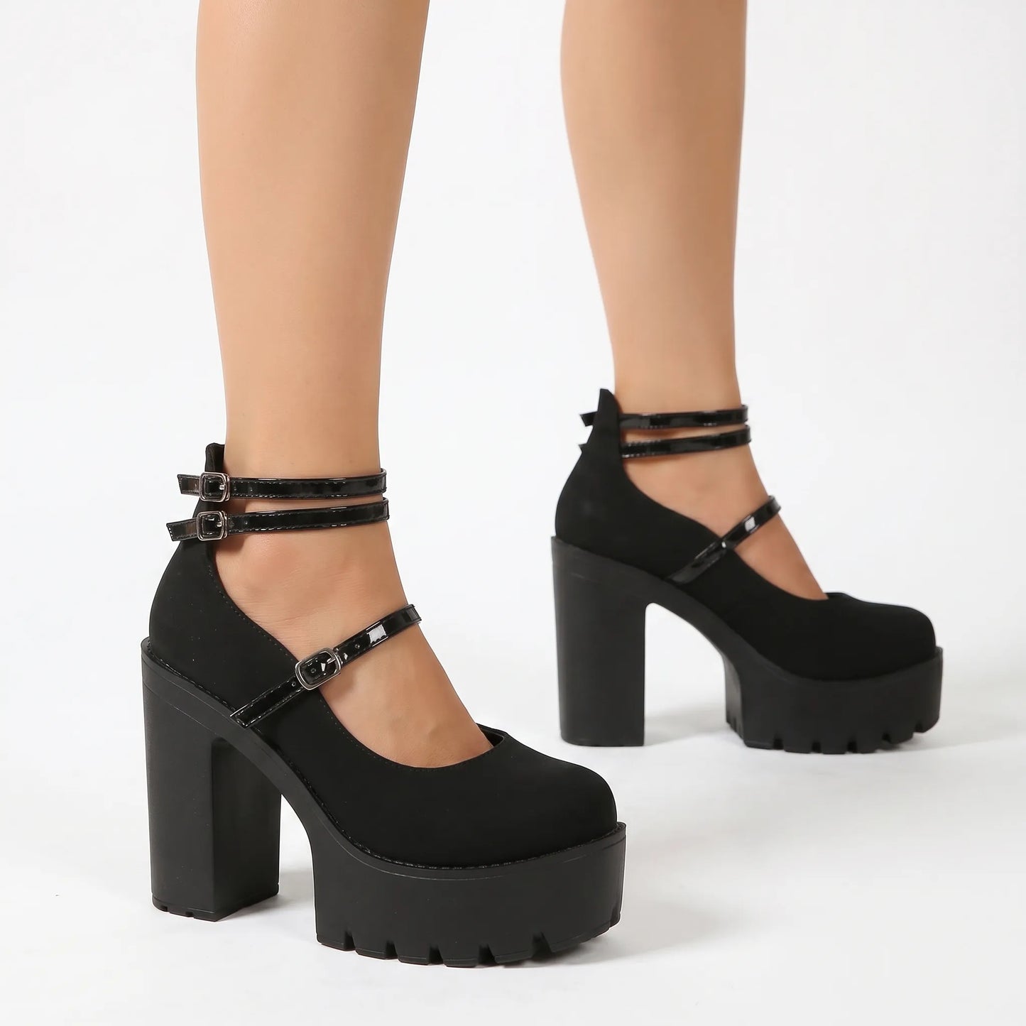 Chunky Block Heel Platform Shoes - Antonia