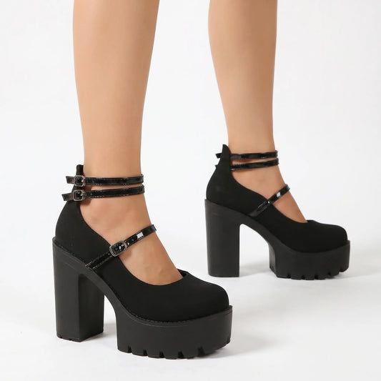 Chunky Block Heel Platform Shoes - Antonia