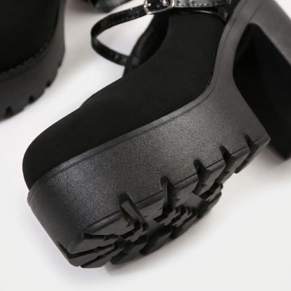 Chunky Block Heel Platform Shoes - Antonia