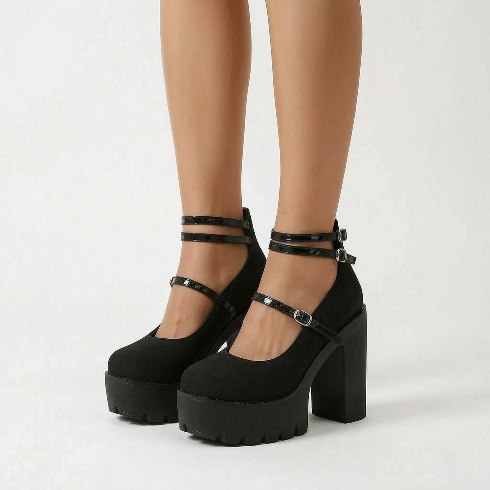 Chunky Block Heel Platform Shoes - Antonia
