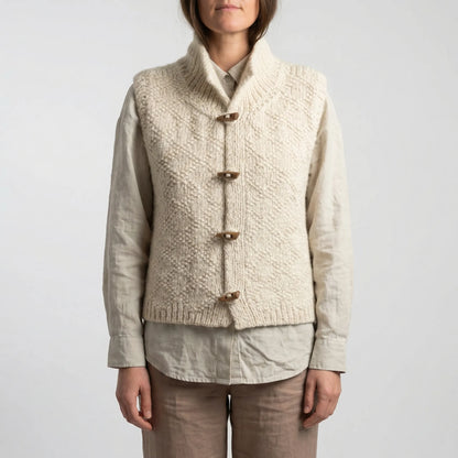 Chunky Diamond-Pattern Button-Up Vest - Elisa